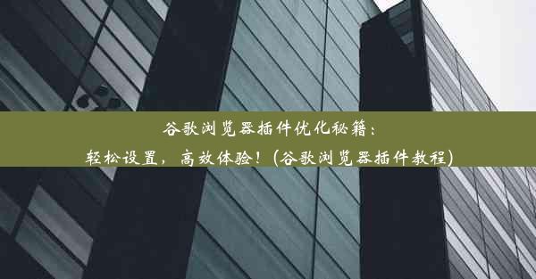 谷歌浏览器插件优化秘籍：轻松设置，高效体验！(谷歌浏览器插件教程)