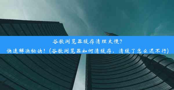 谷歌浏览器缓存清理太慢？快速解决秘诀！(谷歌浏览器如何清缓存，清缓了怎么还不行)