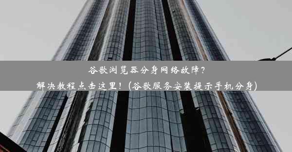 谷歌浏览器分身网络故障？解决教程点击这里！(谷歌服务安装提示手机分身)