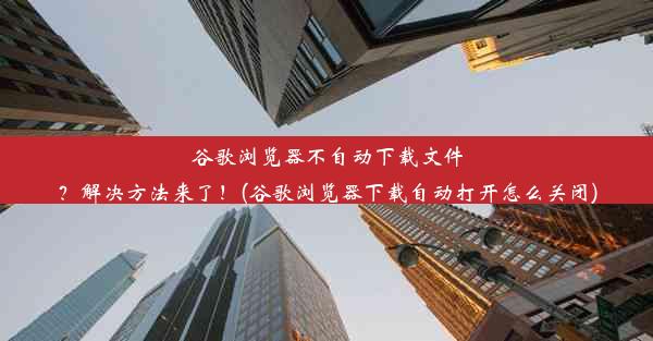 谷歌浏览器不自动下载文件？解决方法来了！(谷歌浏览器下载自动打开怎么关闭)