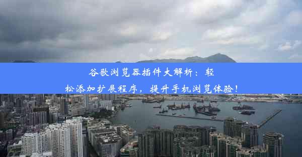 谷歌浏览器插件大解析：轻松添加扩展程序，提升手机浏览体验！