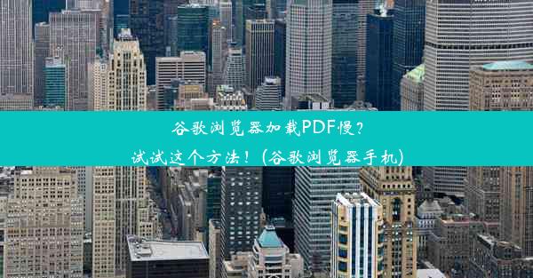 谷歌浏览器加载PDF慢？试试这个方法！(谷歌浏览器手机)