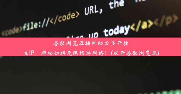 谷歌浏览器插件助力多开独立IP，轻松切换无限畅游网络！(双开谷歌浏览器)