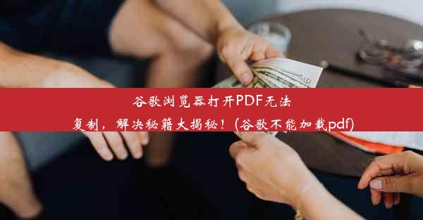 谷歌浏览器打开PDF无法复制，解决秘籍大揭秘！(谷歌不能加载pdf)